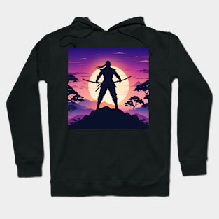 Ninja on the mountain silhouette Hoodie